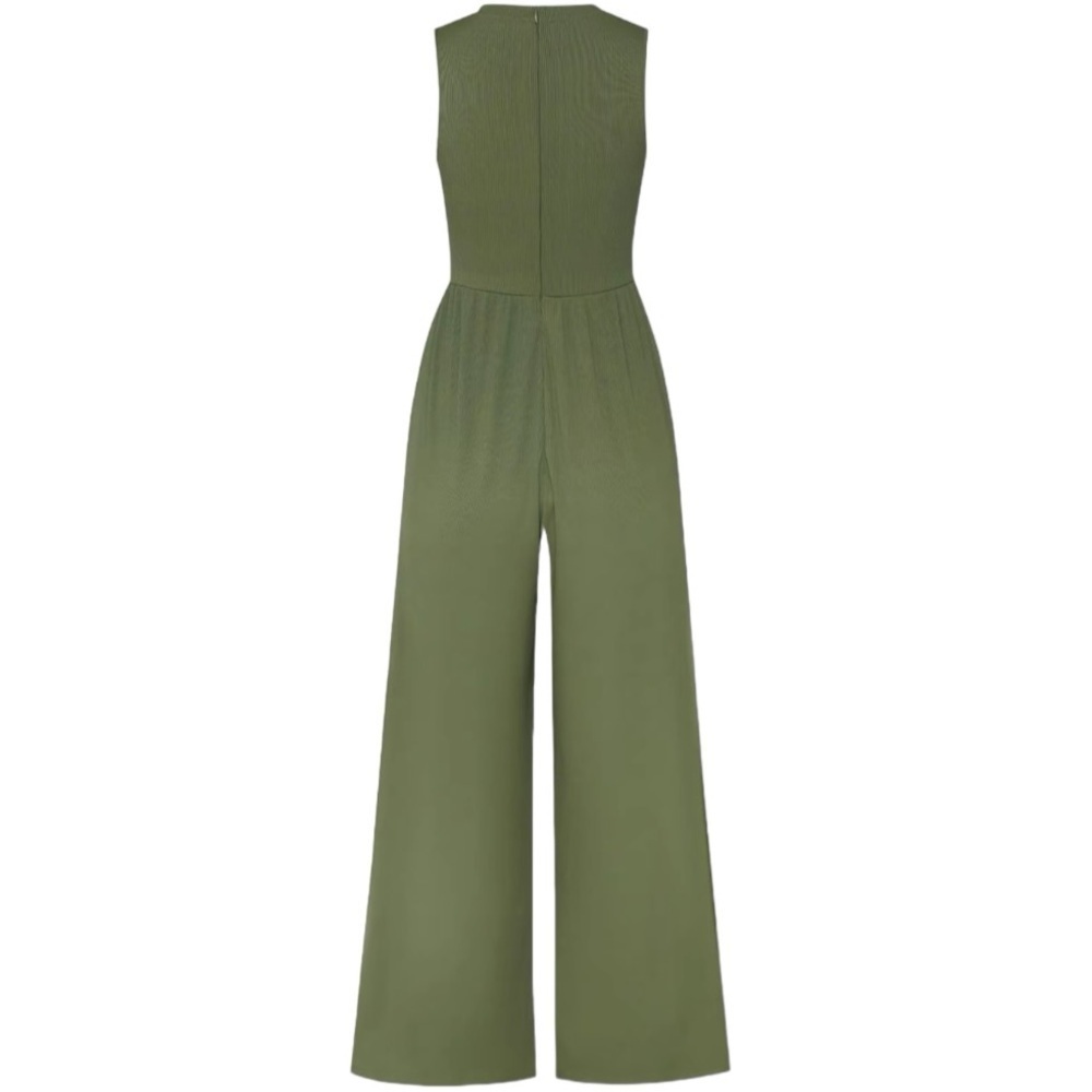 CIDER Sleeveless Wide Leg Jumpsuit Army Green Sz 0XL Viral Blogger Favorite - Picture 2 of 13